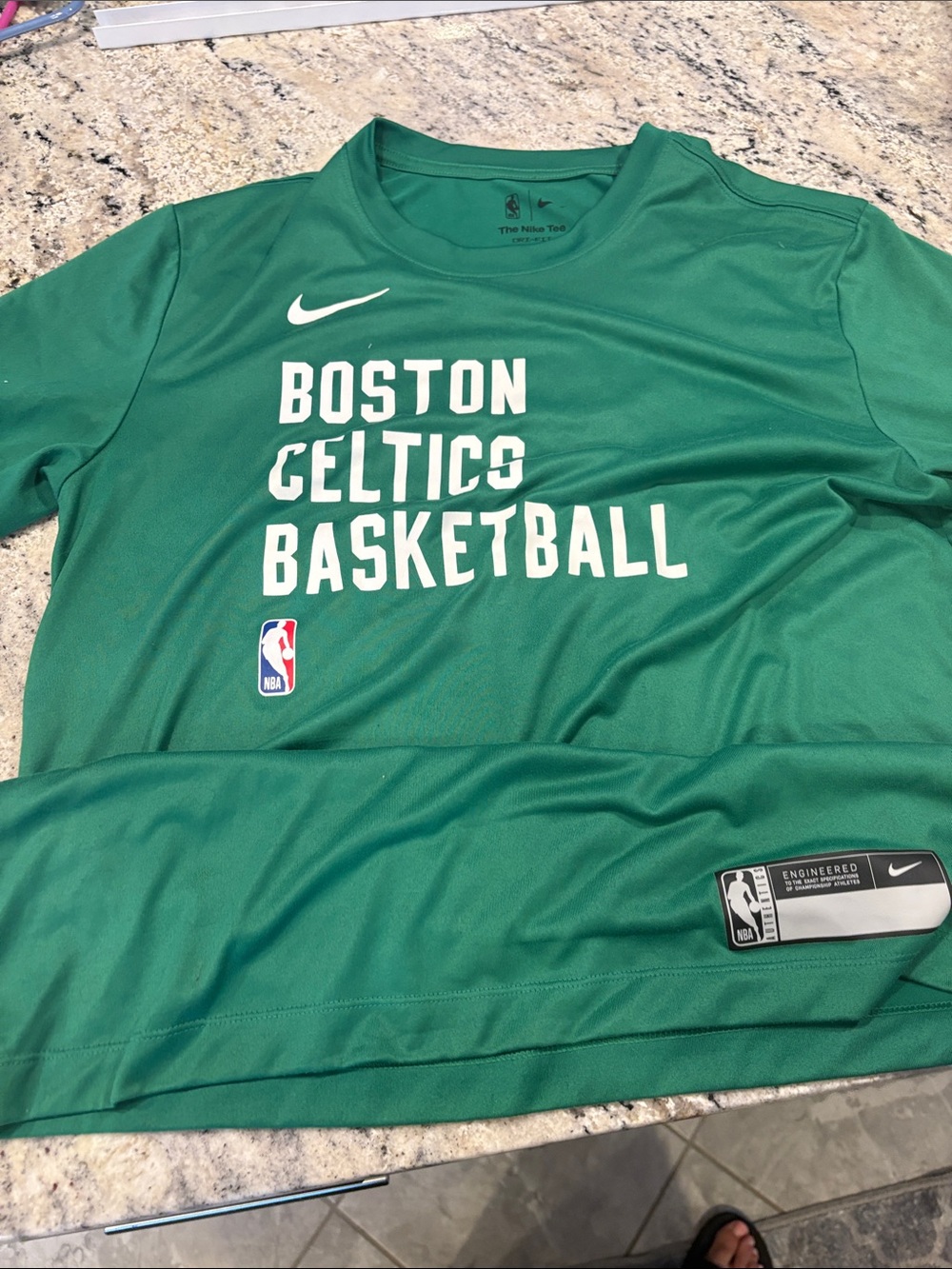 Nike Boston Celtics Green Basketball Shirt with White Logos